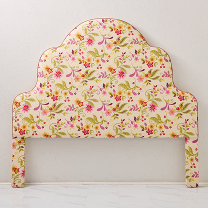 The Rachel King Headboard - Fabricut Floral Orchid Fabric - Lavender Trim