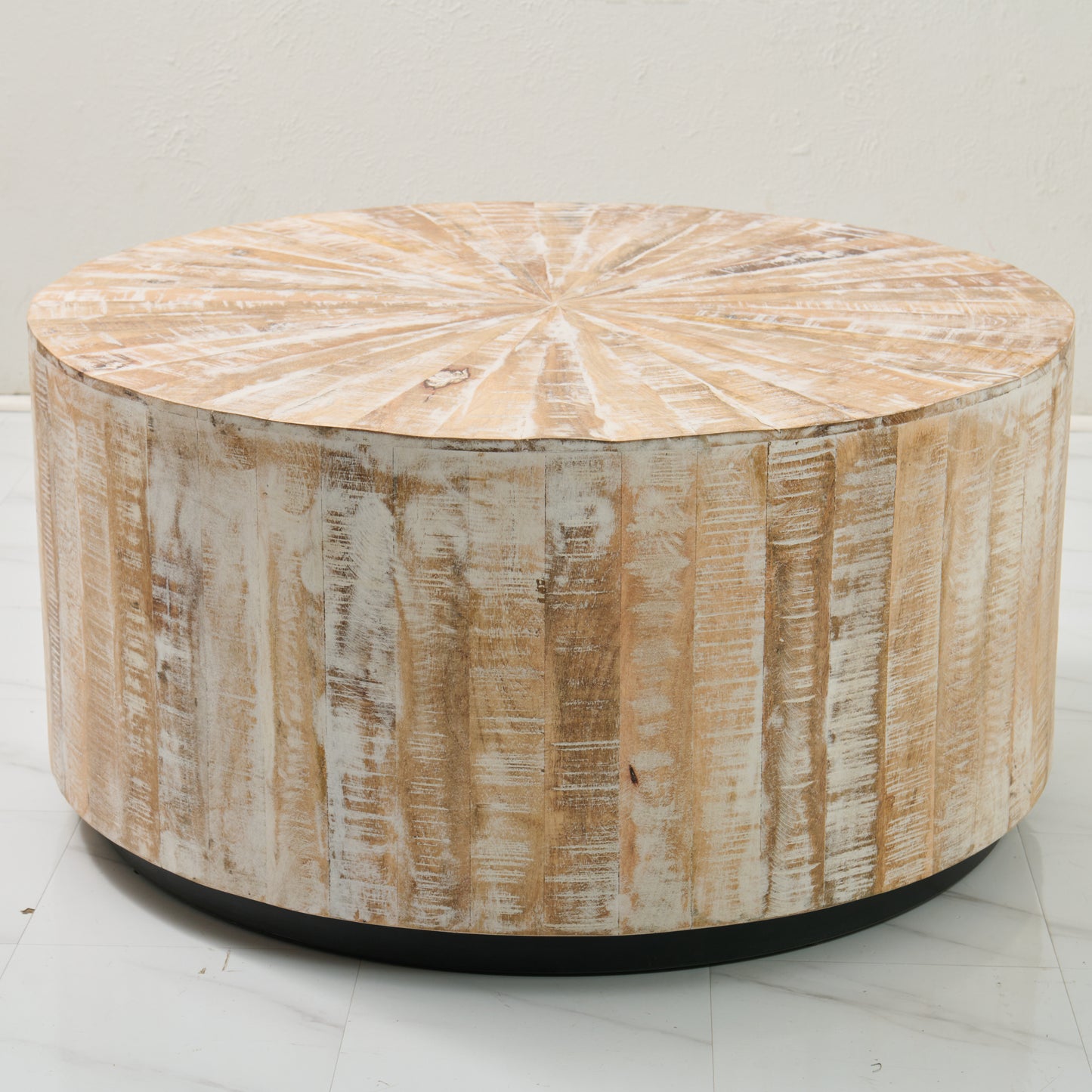 36" Round Distressed Wood Coffee table - Rustic Modern
