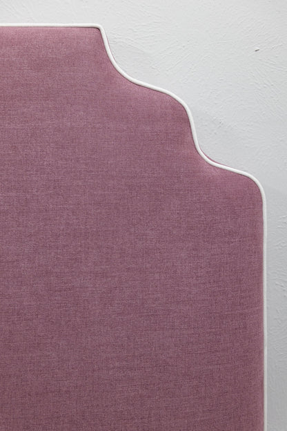 The Helena Queen Headboard - Lavender Woven Fabric - White Trim