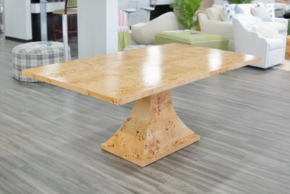 Custom Mappa Burlwood Dining Table – Amber Finish