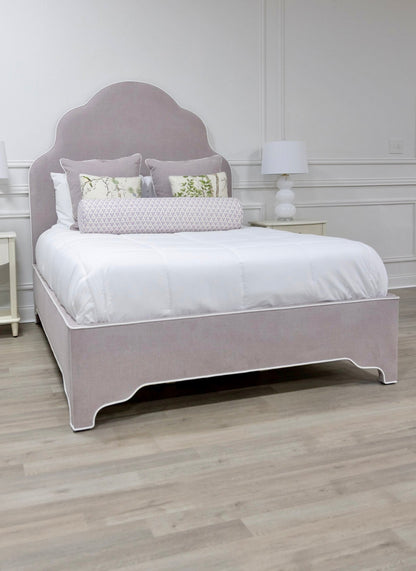 The Rachel Queen Bed - Lilac Woven Fabric - White Trim