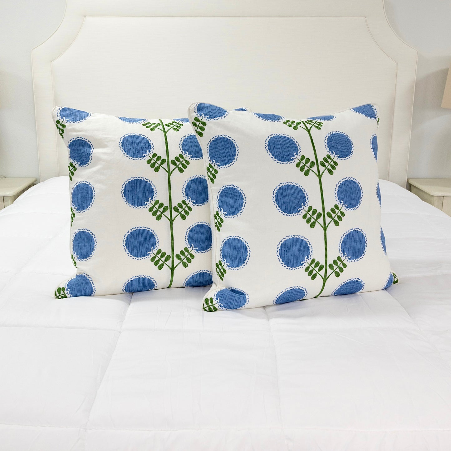 24”x24” Throw Pillow ( Set of 2) - Artha Sapphire Fabricut Fabric - Custom Upholstered Accent Pillows