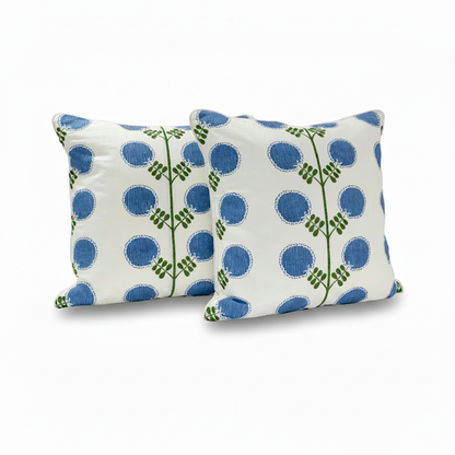 24”x24” Throw Pillow ( Set of 2) - Artha Sapphire Fabricut Fabric - Custom Upholstered Accent Pillows