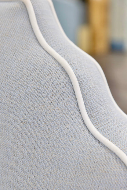 The Helena Banquette – Light Blue Crypton Fabric, White Piping