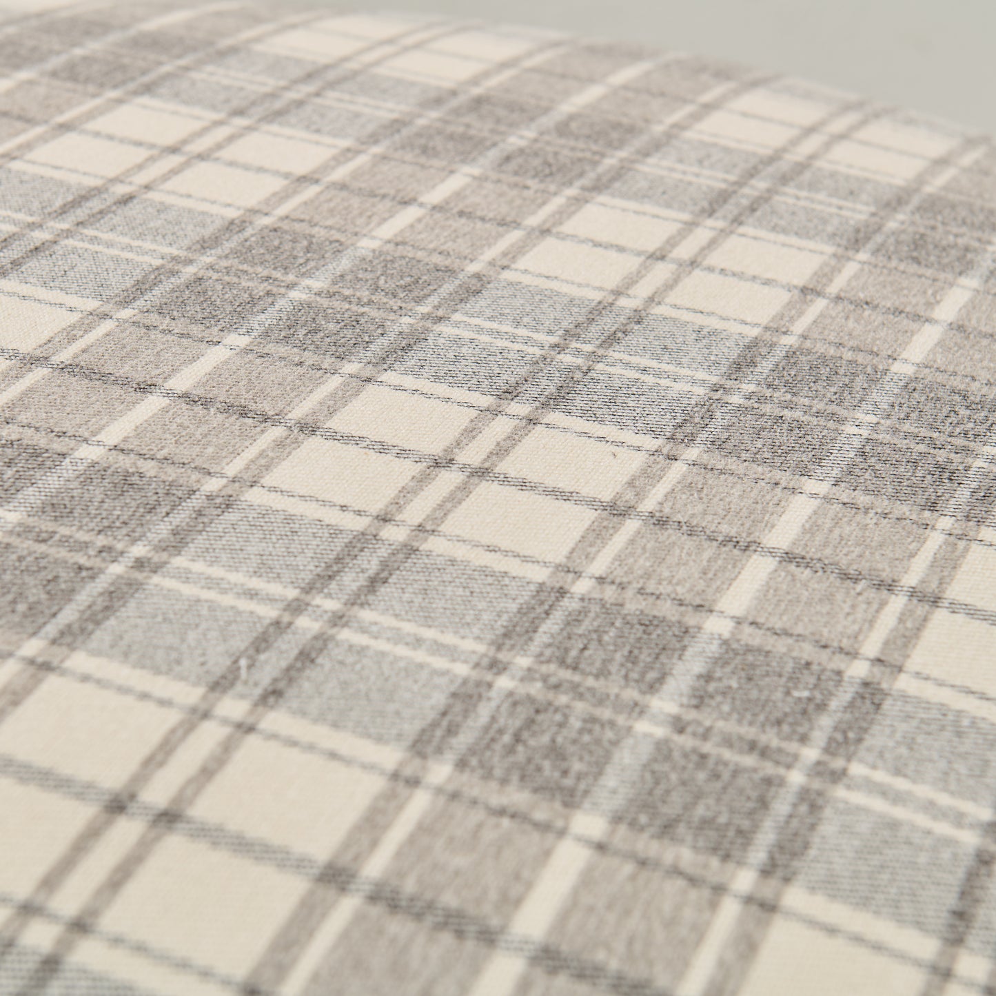 32" Round Skirted Ottoman in Gray Plaid Upholstery Fabric