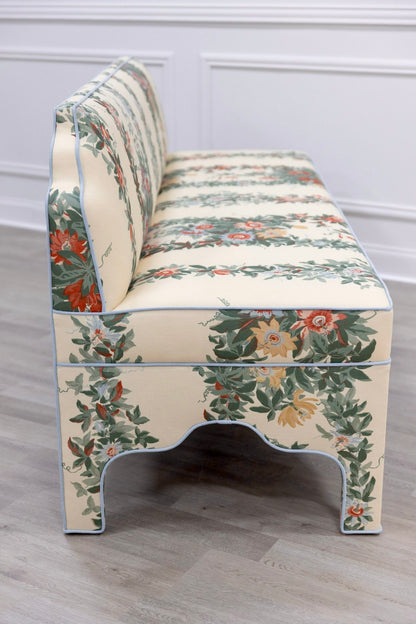 The Helena Banquette – Malmaison Jardin - Sky Blue Piping