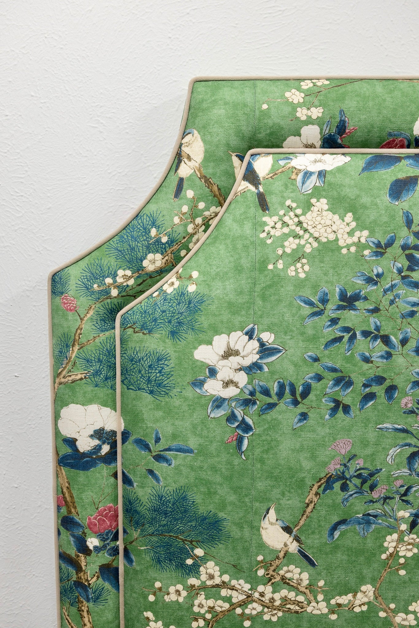 The Addison King Headboard - Katsura Thibaut Fabric - Beige Trim
