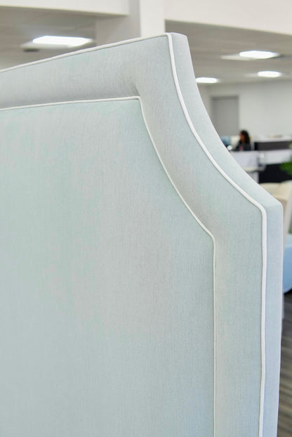 65”H Queen Upholstered Platform Bed - Seafoam Green Woven - White Trim