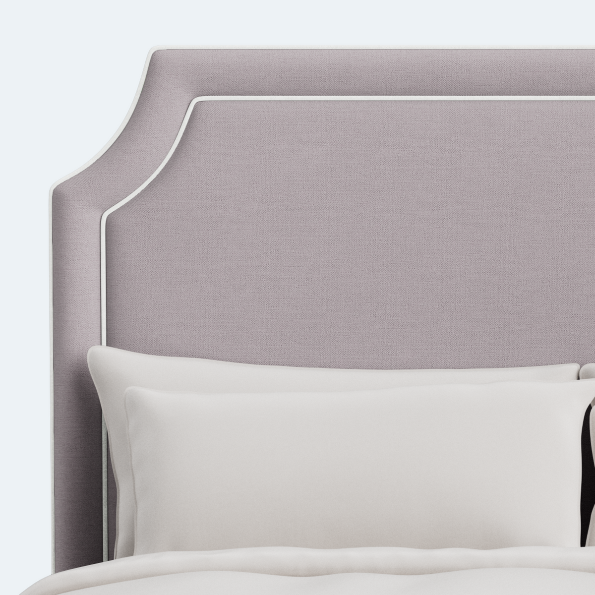 The Addison Queen Bed - Lilac Woven - White Trim