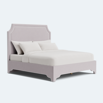 The Addison Queen Bed - Lilac Woven - White Trim