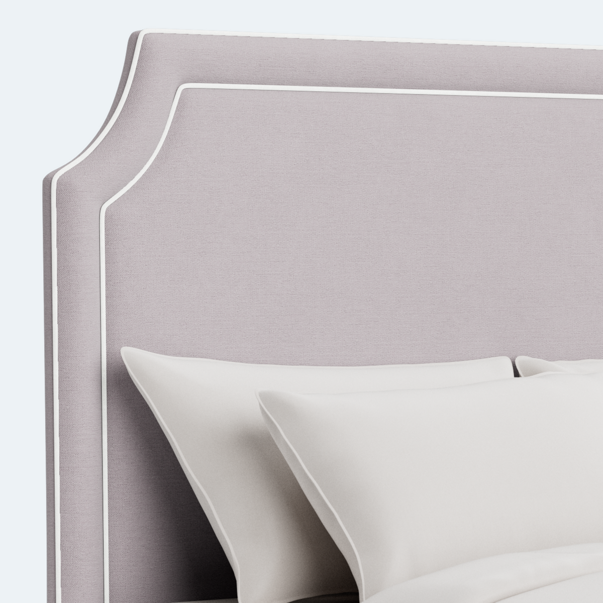 The Addison Queen Bed - Lilac Woven - White Trim