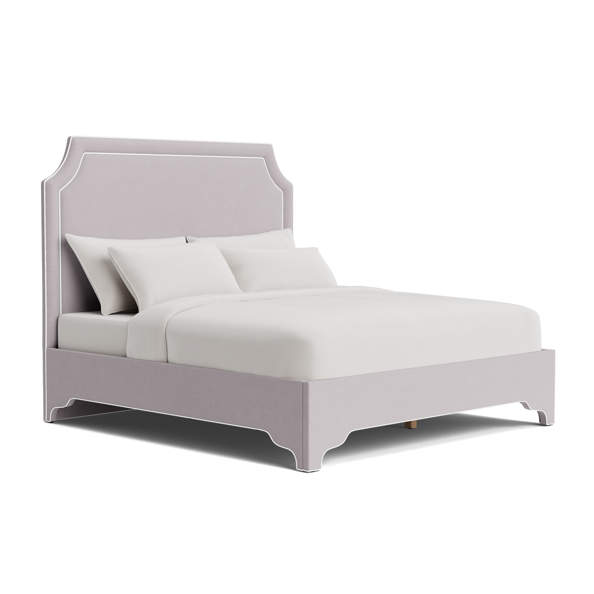 The Addison Queen Bed - Lilac Woven - White Trim