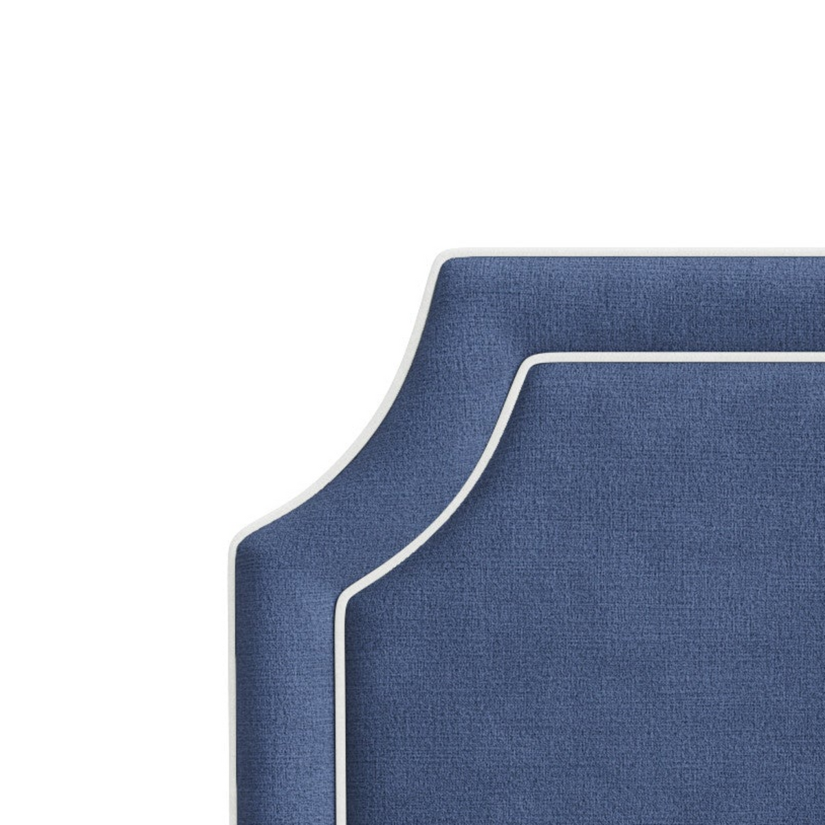 The Addison King Bed - Scalloped Legs - Navy Woven Fabric - White Trim