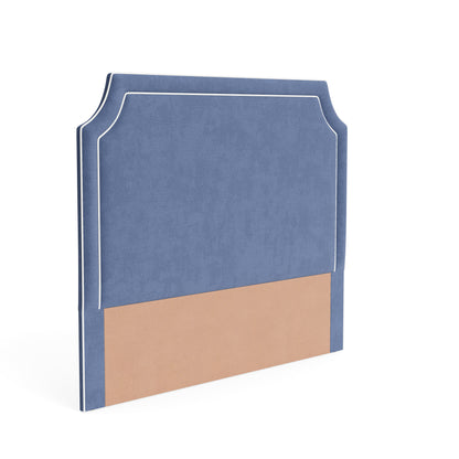 The Addison Queen Headboard - Navy Woven Fabric - White Trim