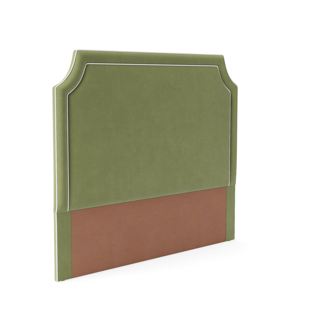The Addison King Headboard - Pistachio Green Woven Fabric - White Trim