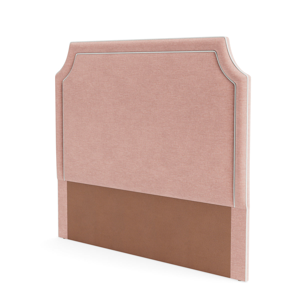 The Addison Queen Headboard -  Petal Pink Fabric - White Trim