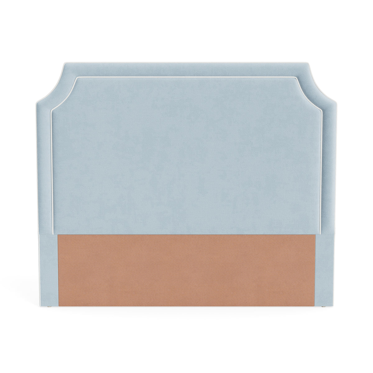 The Addison King Headboard - Sky Blue Woven Fabric - White Trim