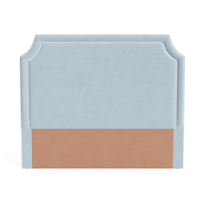 The Addison King Headboard - Sky Blue Woven Fabric - White Trim
