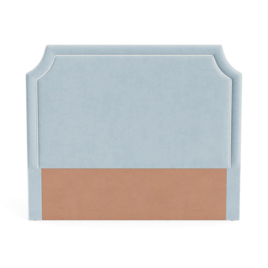 The Addison Queen Headboard - Sky Blue Woven Fabric - White Trim