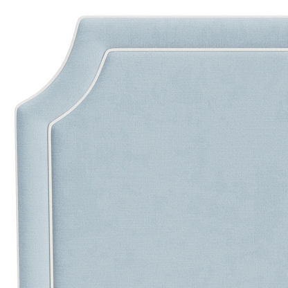The Addison King Headboard - Sky Blue Woven Fabric - White Trim