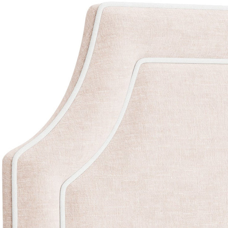 The Addison Queen Headboard - Pink Performance Fabric - White Trim