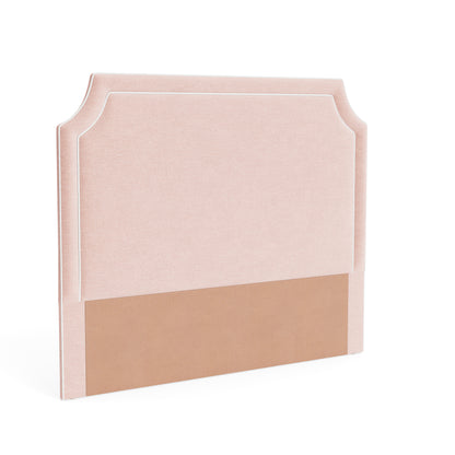 The Addison Queen Headboard -  Petal Pink Fabric - White Trim