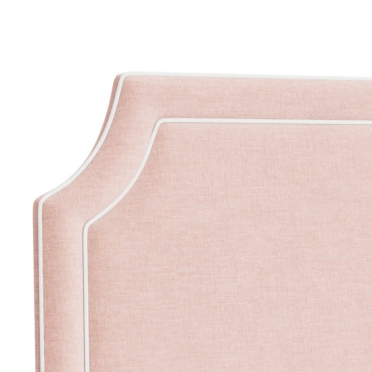 The Addison Queen Headboard -  Petal Pink Fabric - White Trim