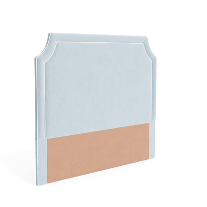 The Addison King Headboard - Sky Blue Woven Fabric - White Trim