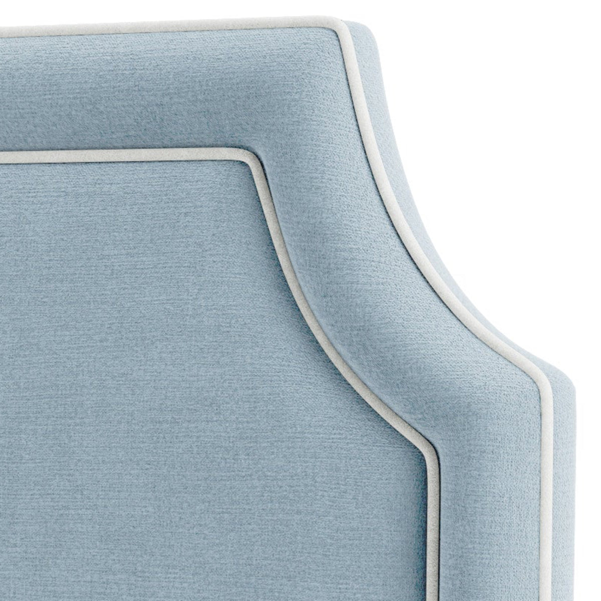 The Addison King Headboard - Sky Blue Woven Fabric - White Trim