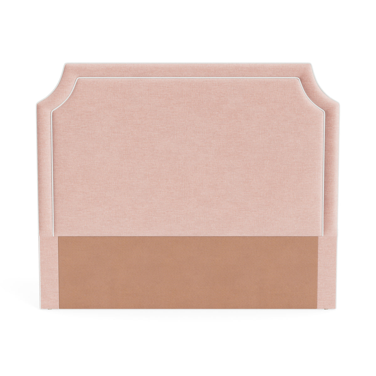 The Addison Queen Headboard -  Petal Pink Fabric - White Trim