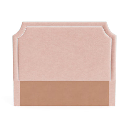 The Addison Queen Headboard -  Petal Pink Fabric - White Trim