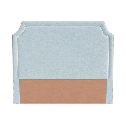 The Addison King Headboard - Performance Seafoam Blue Chenille Fabric - White Trim
