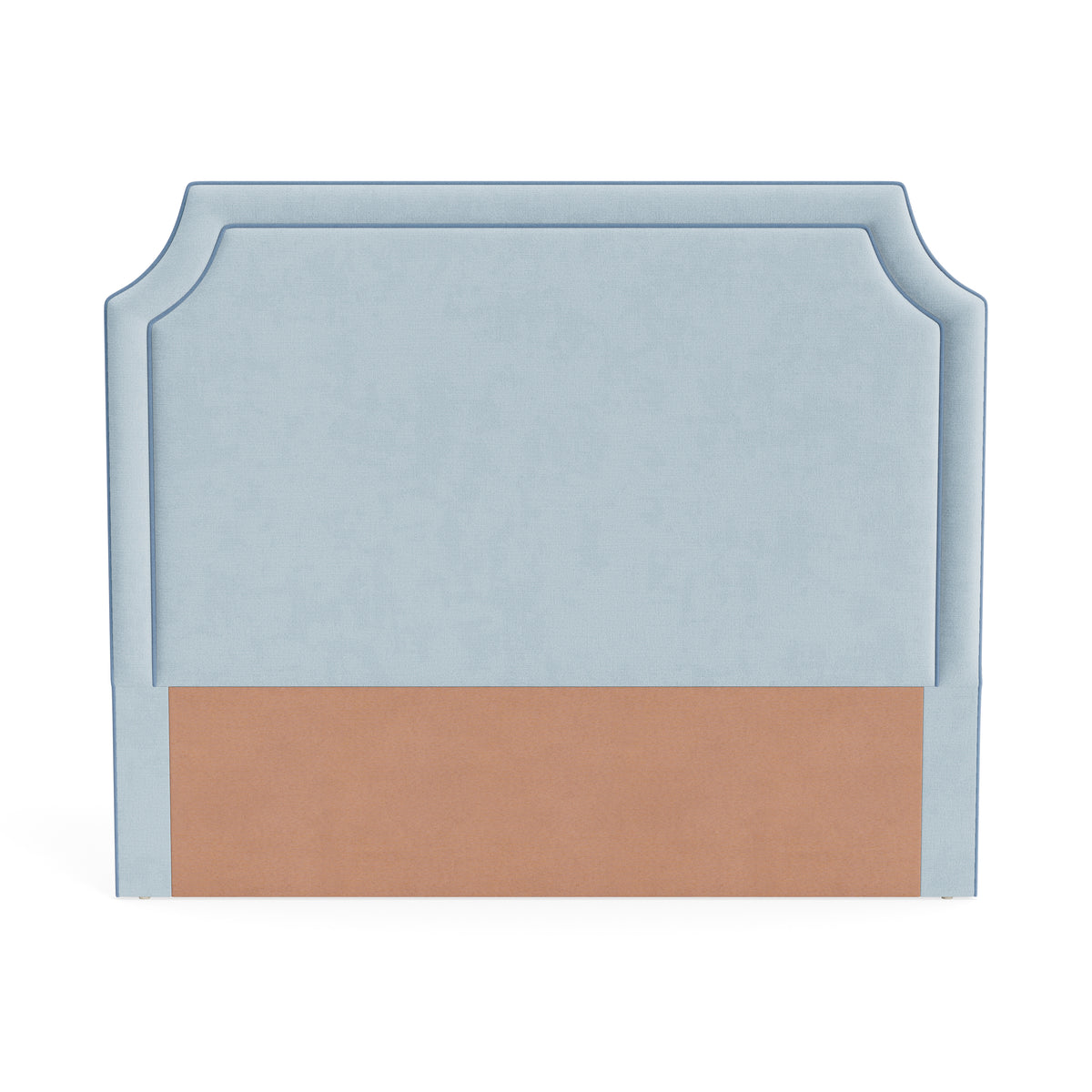 The Addison King Headboard - Sky Blue Woven Fabric - Ocean Blue Trim