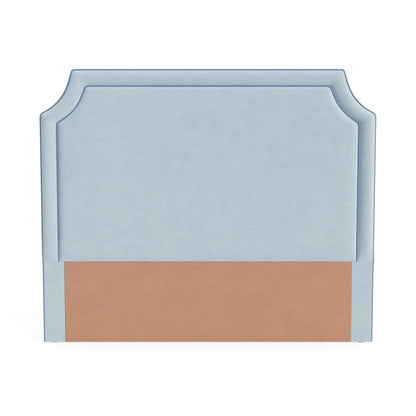 The Addison King Headboard - Sky Blue Woven Fabric - Ocean Blue Trim