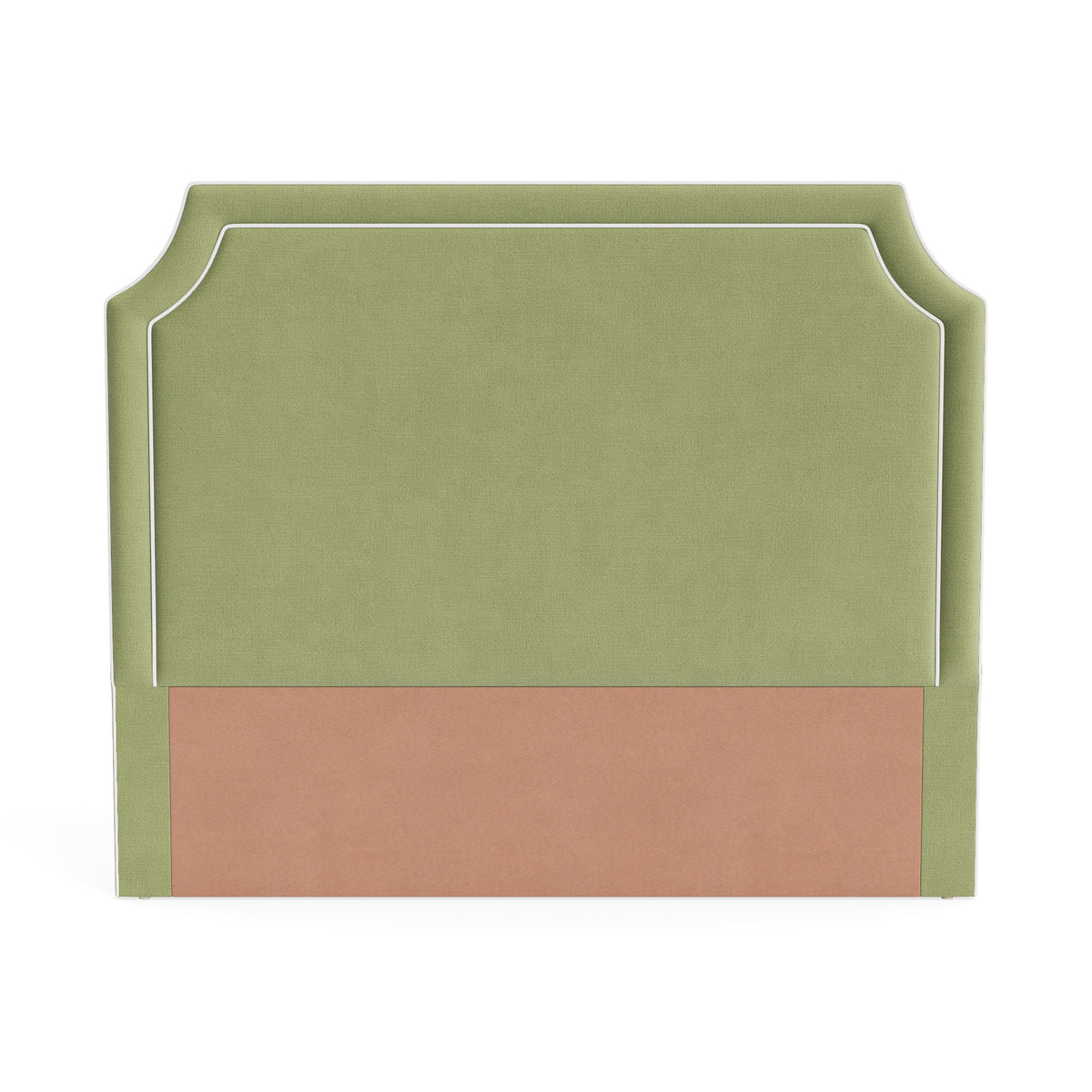 The Addison King Headboard - Pistachio Green Woven Fabric - White Trim
