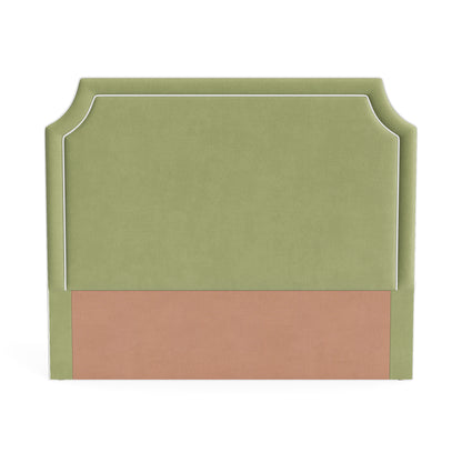 The Addison King Headboard - Pistachio Green Woven Fabric - White Trim