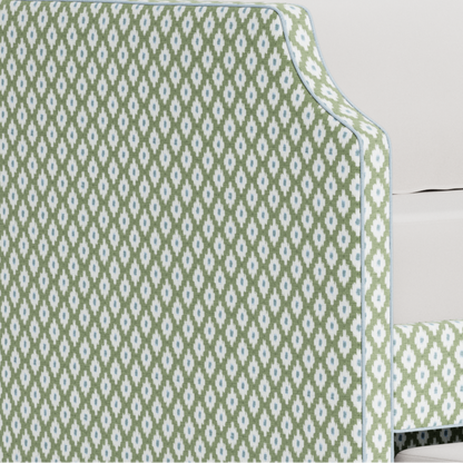 The Addison Twin Trundle Daybed - Mia SageGreen/Blue Fabric - Sky Blue Trim
