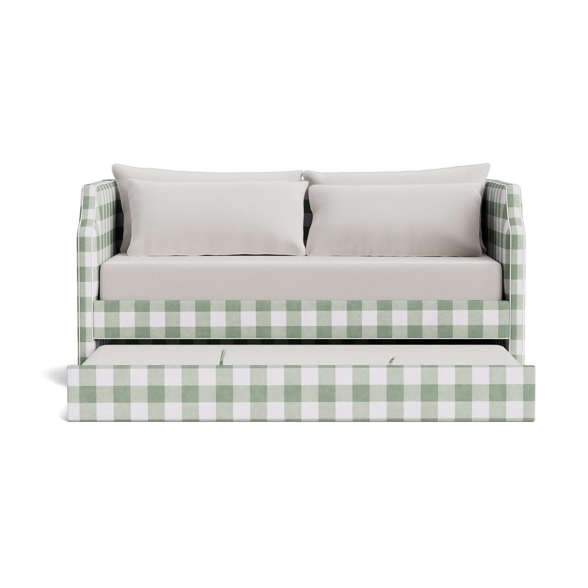 The Addison Twin Trundle Daybed - Buffalo Sage Green Fabric - White Trim