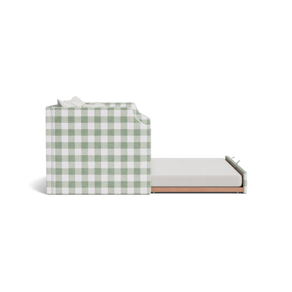 The Addison Twin Trundle Daybed - Buffalo Sage Green Fabric - White Trim