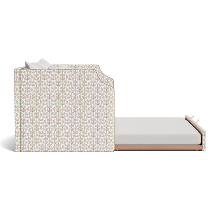 The Addison Twin Trundle Daybed - Gardenia Rose Schumacher Fabric - Pistachio Green Trim