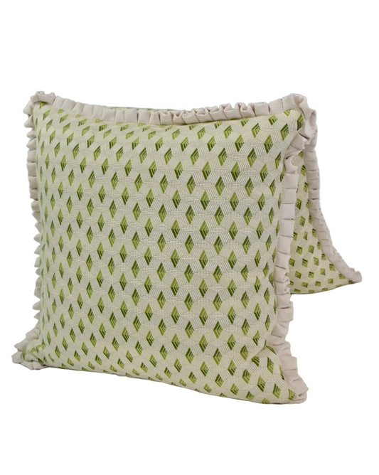 Handcrafted Throw Pillow – Diamond Greenhouse Woven Fabric - Down Feather