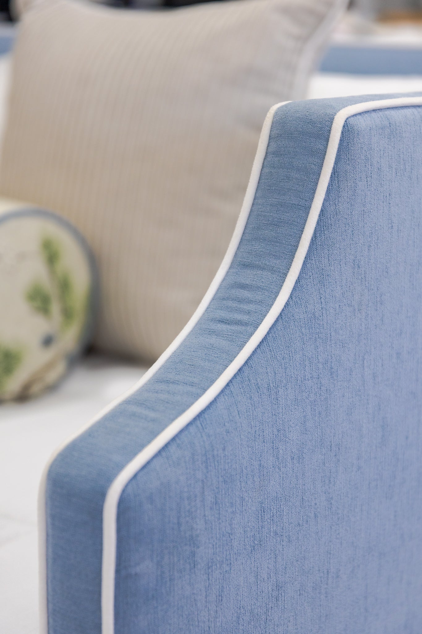 The Addison Twin to King Trundle Daybed - Performance Ashley Blue Chenille Fabric - White Trim