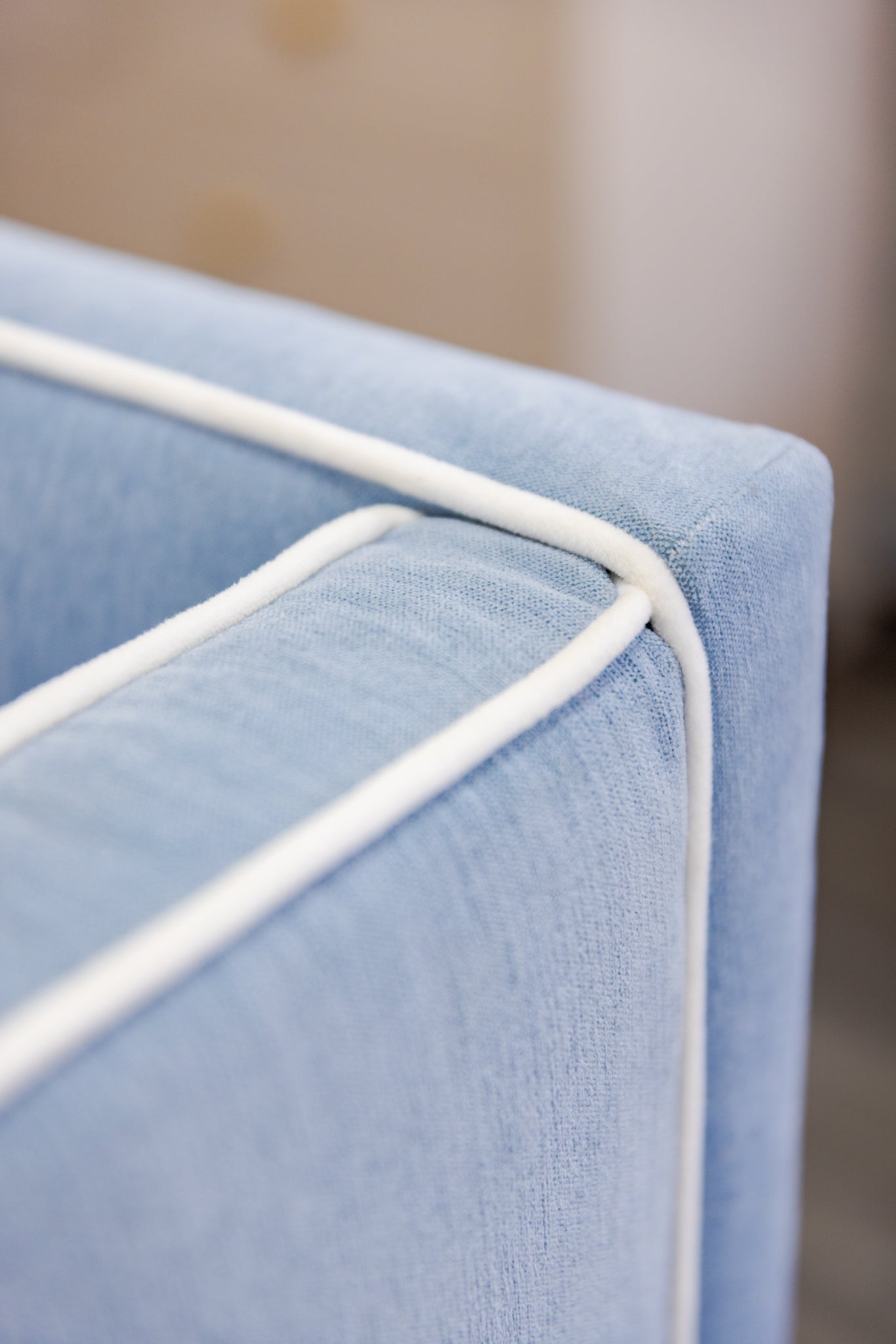 The Addison Twin to King Trundle Daybed - Performance Ashley Blue Chenille Fabric - White Trim