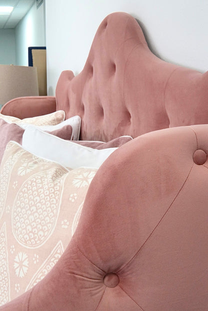 Twin to King Daybed - Blush Rose Velvet Fabric - Tufted