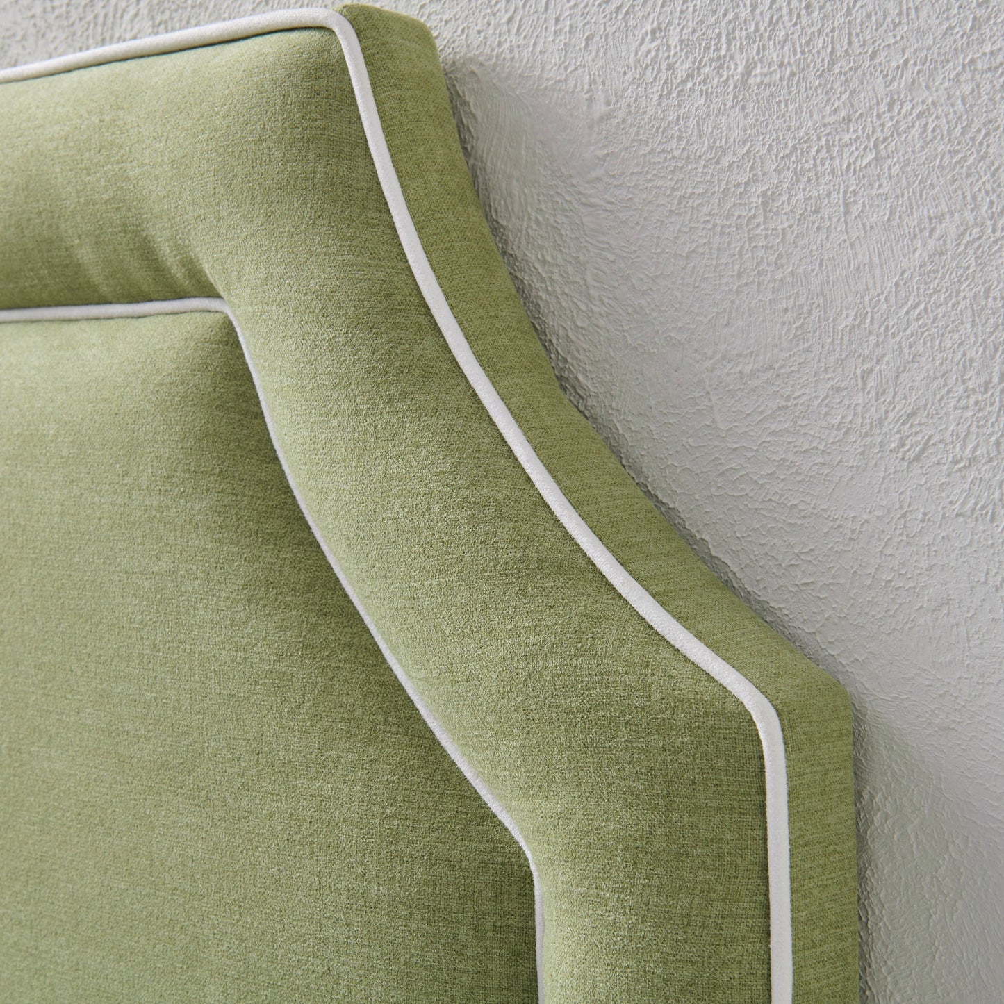 The Addison Twin Headboard -  Pistachio Green Woven Fabric - White Trim