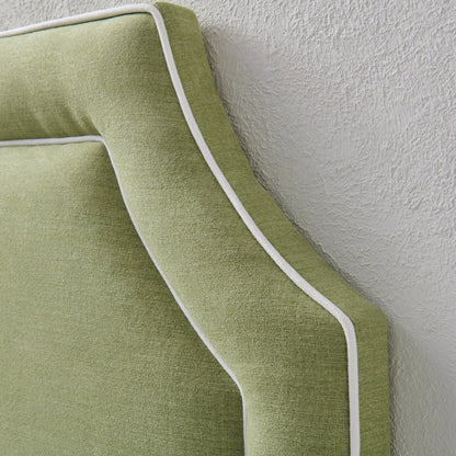 The Addison Twin Headboard -  Pistachio Green Woven Fabric - White Trim