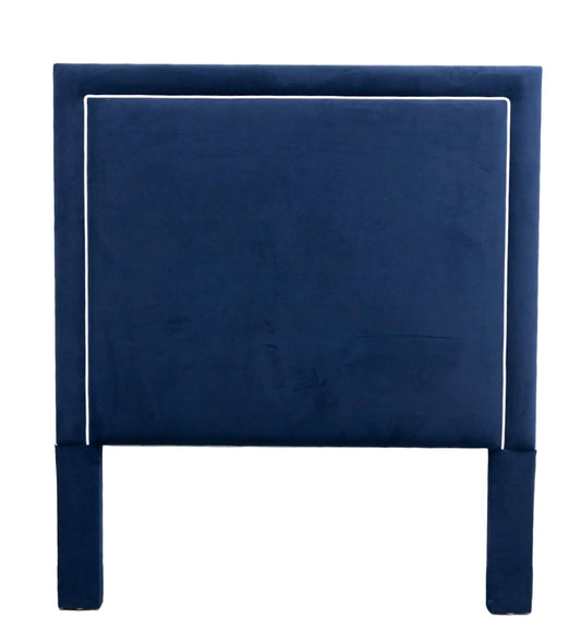 Jacob Queen Headboard - Performance Velvet Fabric in Navy - White Trim