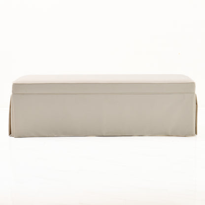 60"L Custom Skirted Bench - Off White Woven Fabric