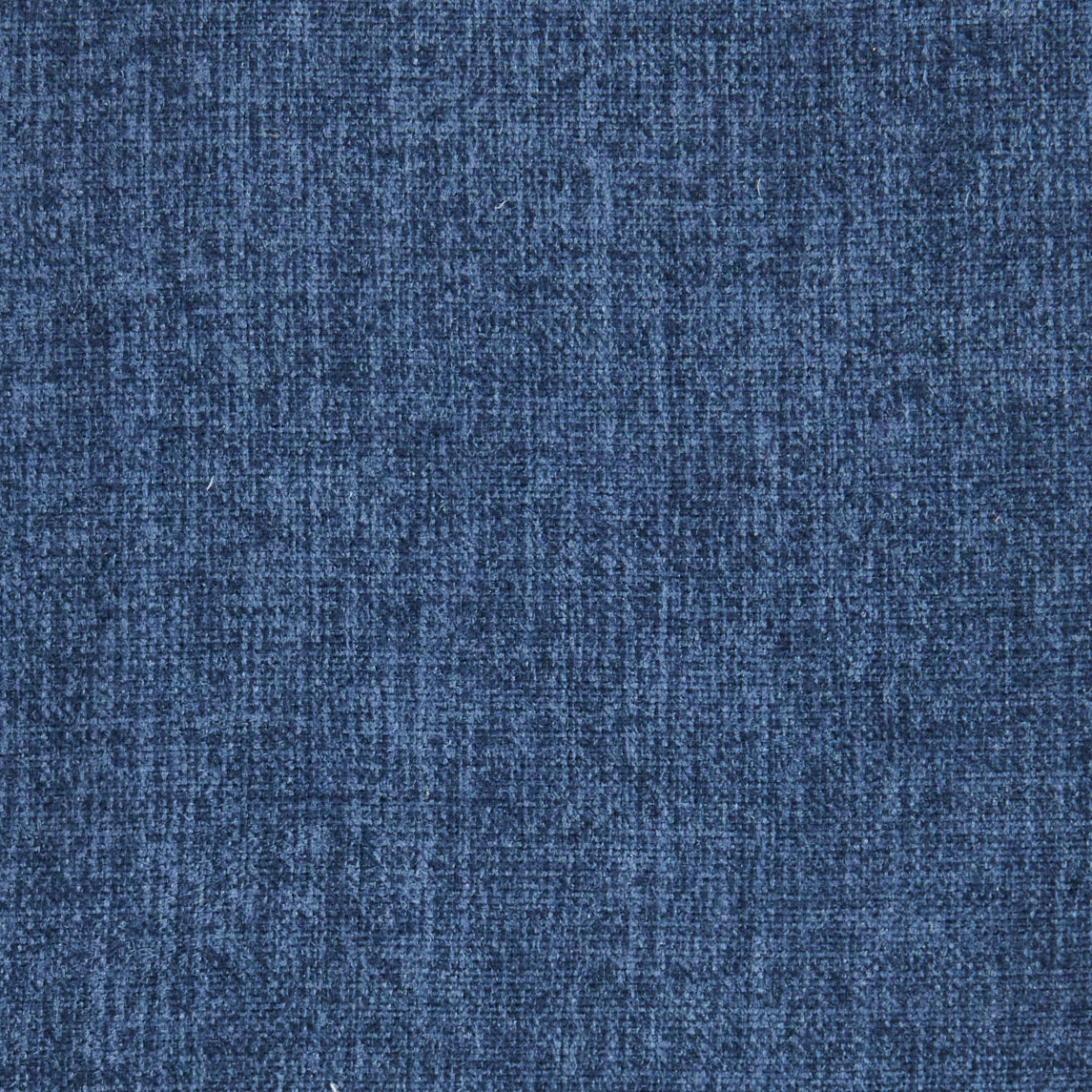 65"H King Upholstered Platform Bed - Scalloped Legs - Navy Woven Fabric with White Trim