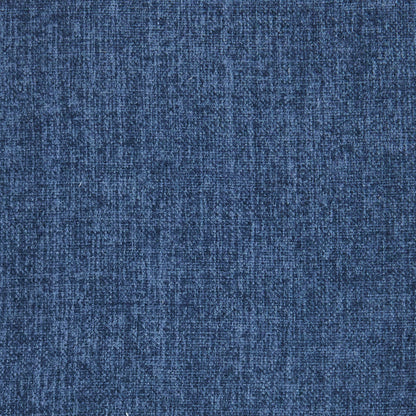 65"H King Upholstered Platform Bed - Scalloped Legs - Navy Woven Fabric with White Trim